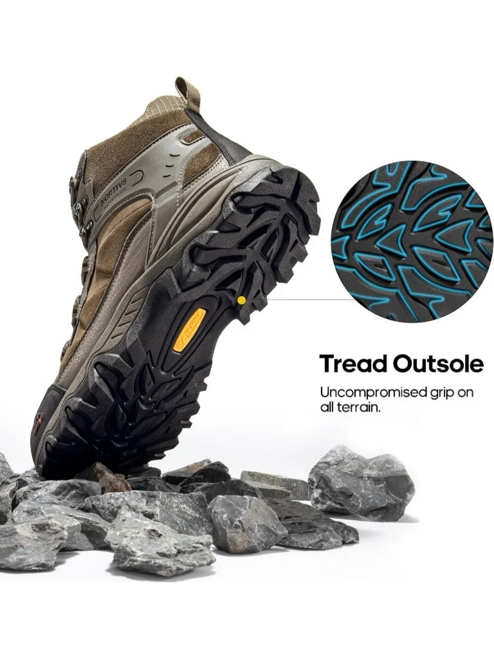 Men's Coffee Waterproof Shoes Casual Mid Top Round Toe Non Slip Hiking Boots